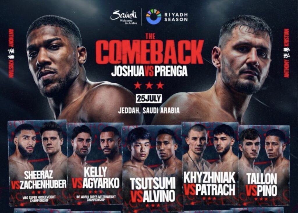 تركي آل الشيخ يعلن بطاقة نزالات حدث “The Comeback” في جدة بمشاركة أنتوني جوشوا ونخبة أبطال العالم